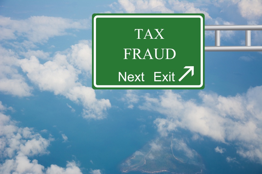 Creative TAX FRAUD Road Sign concept.